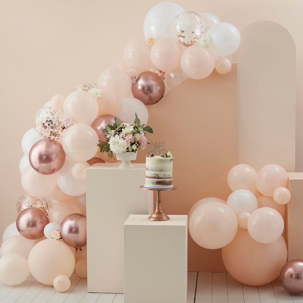 Peach, White & Rose Gold Balloon Arch- 5 Inner Pack