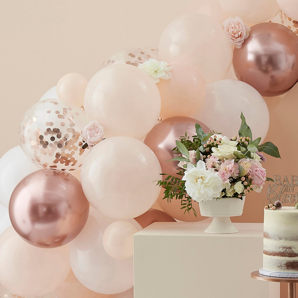 Peach, White & Rose Gold Balloon Arch- 5 Inner Pack