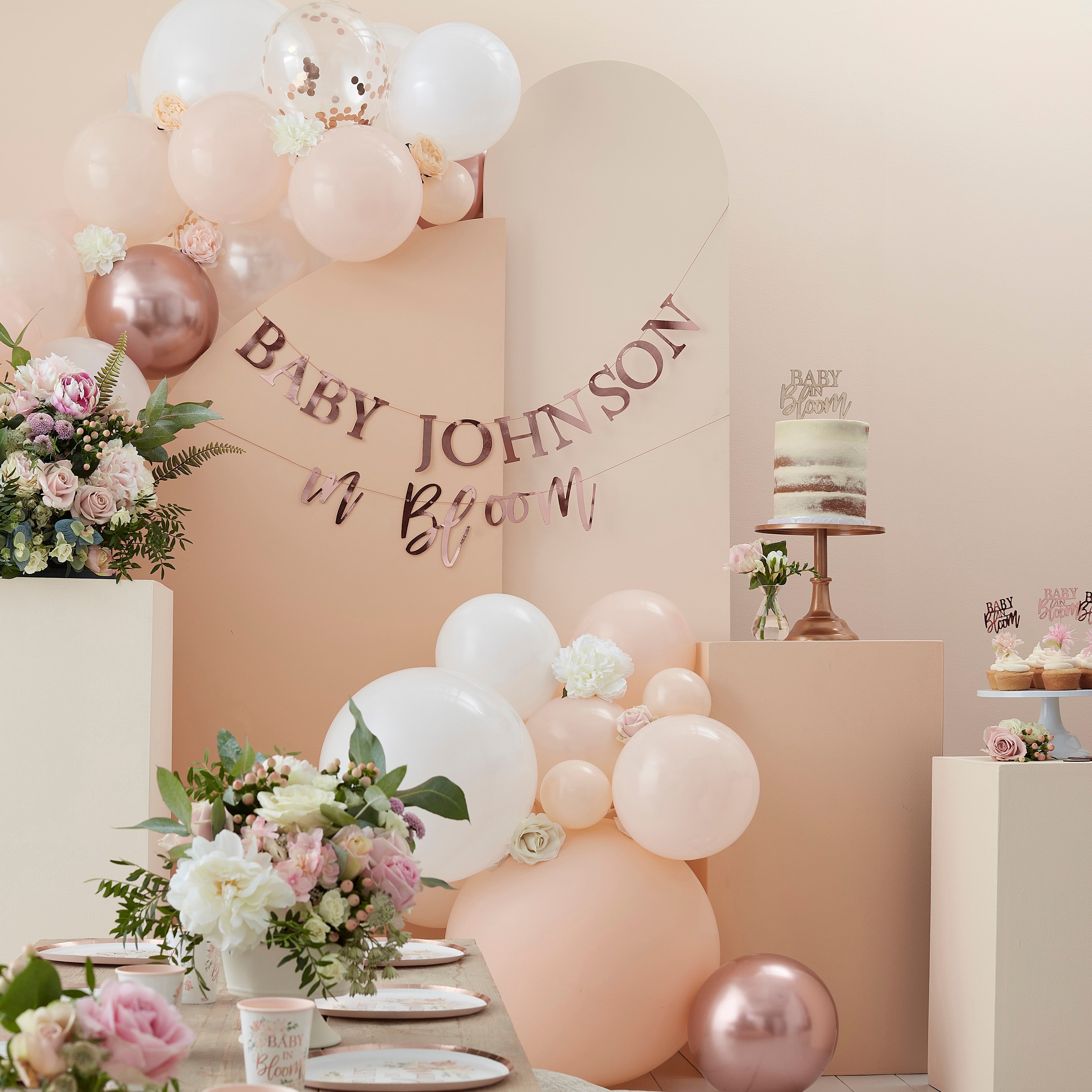 Peach, White & Rose Gold Balloon Arch- 5 Inner Pack