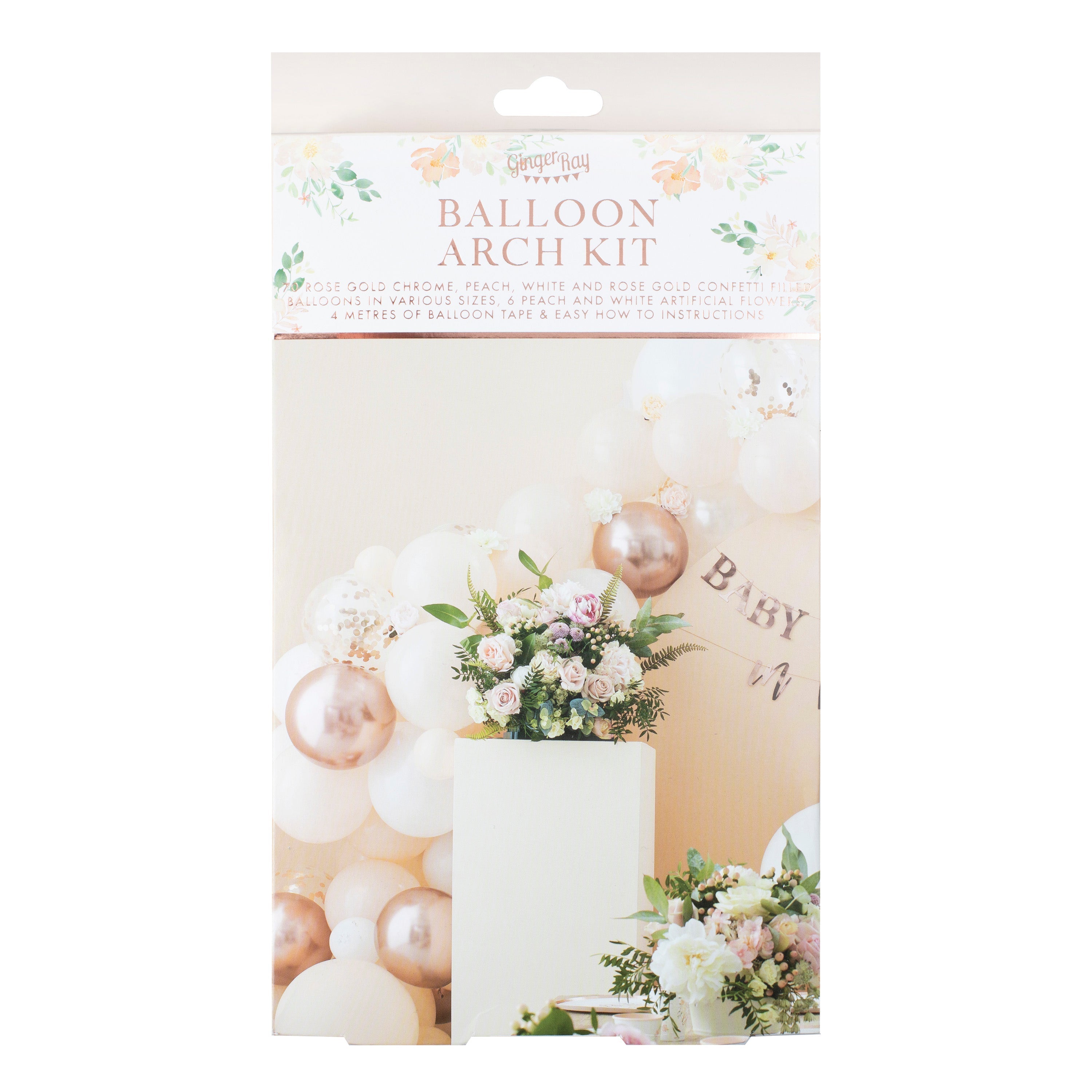 Peach, White & Rose Gold Balloon Arch- 5 Inner Pack