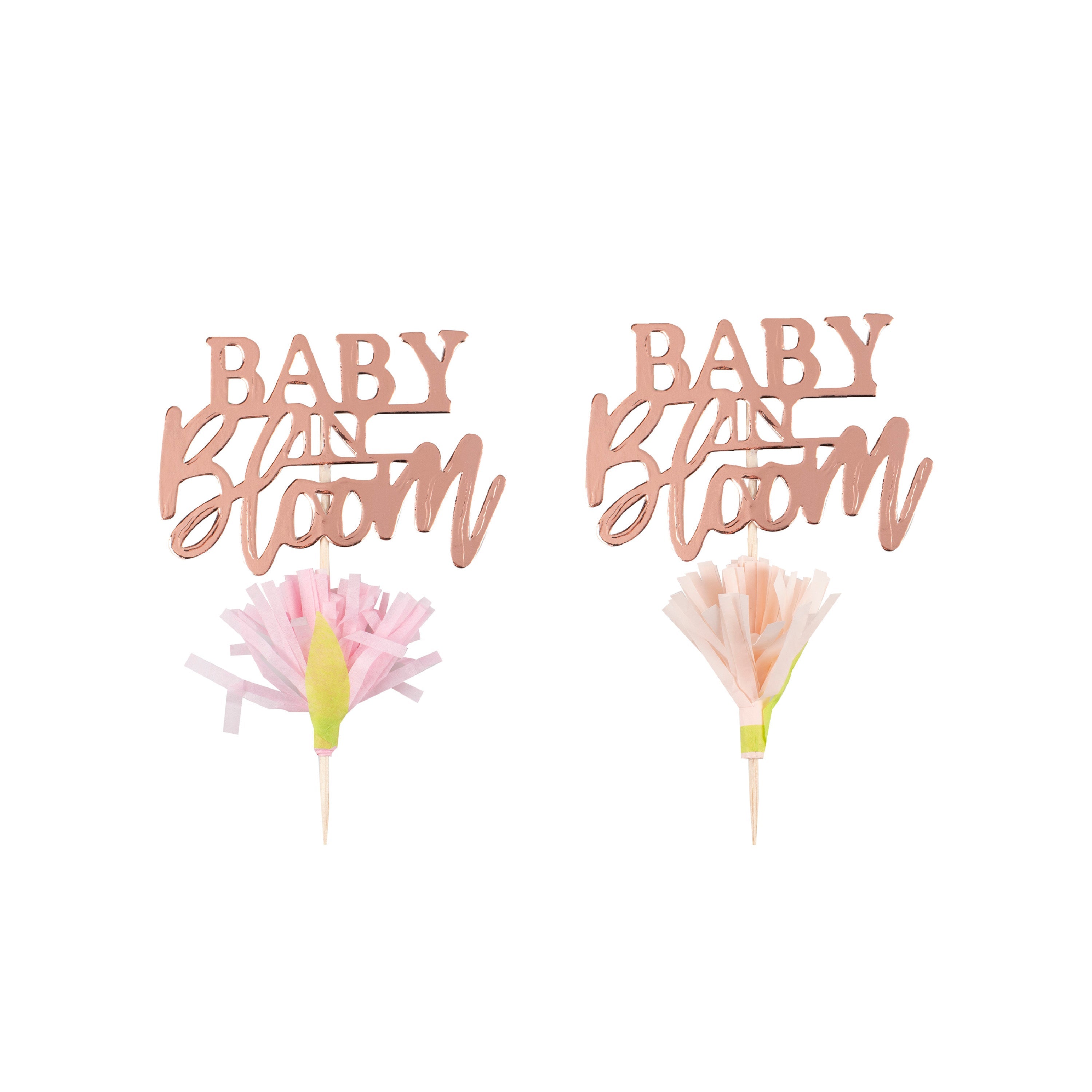 Rose Gold Floral Baby Shower Cupcake Toppers