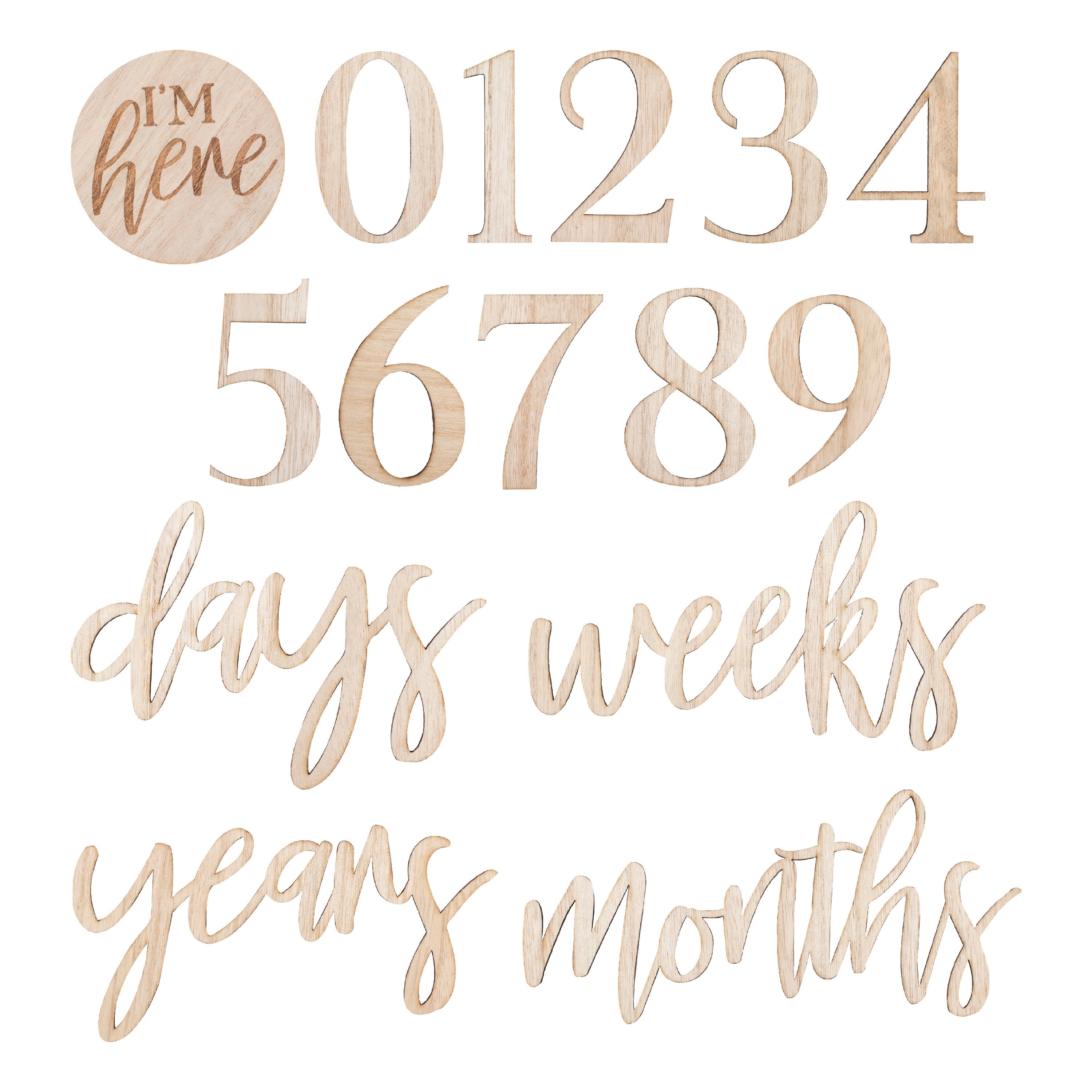 Wooden Pregnancy & Baby Milestone Signs- 5 Inner Pack