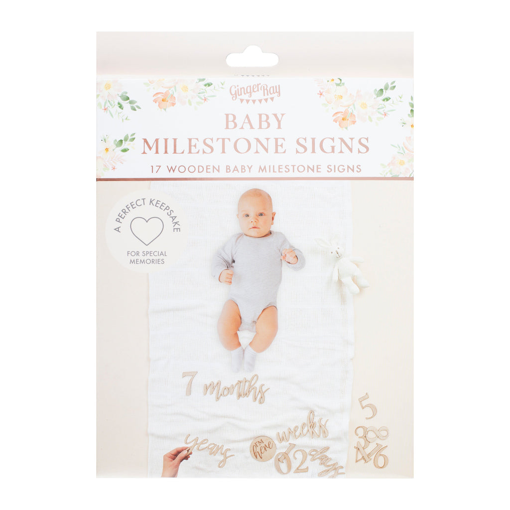 Wooden Pregnancy & Baby Milestone Signs- 5 Inner Pack