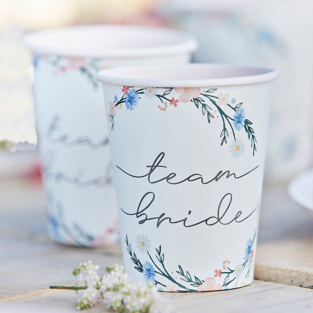 Boho Eco Floral Team Braut Junggesellinnenabschied Becher