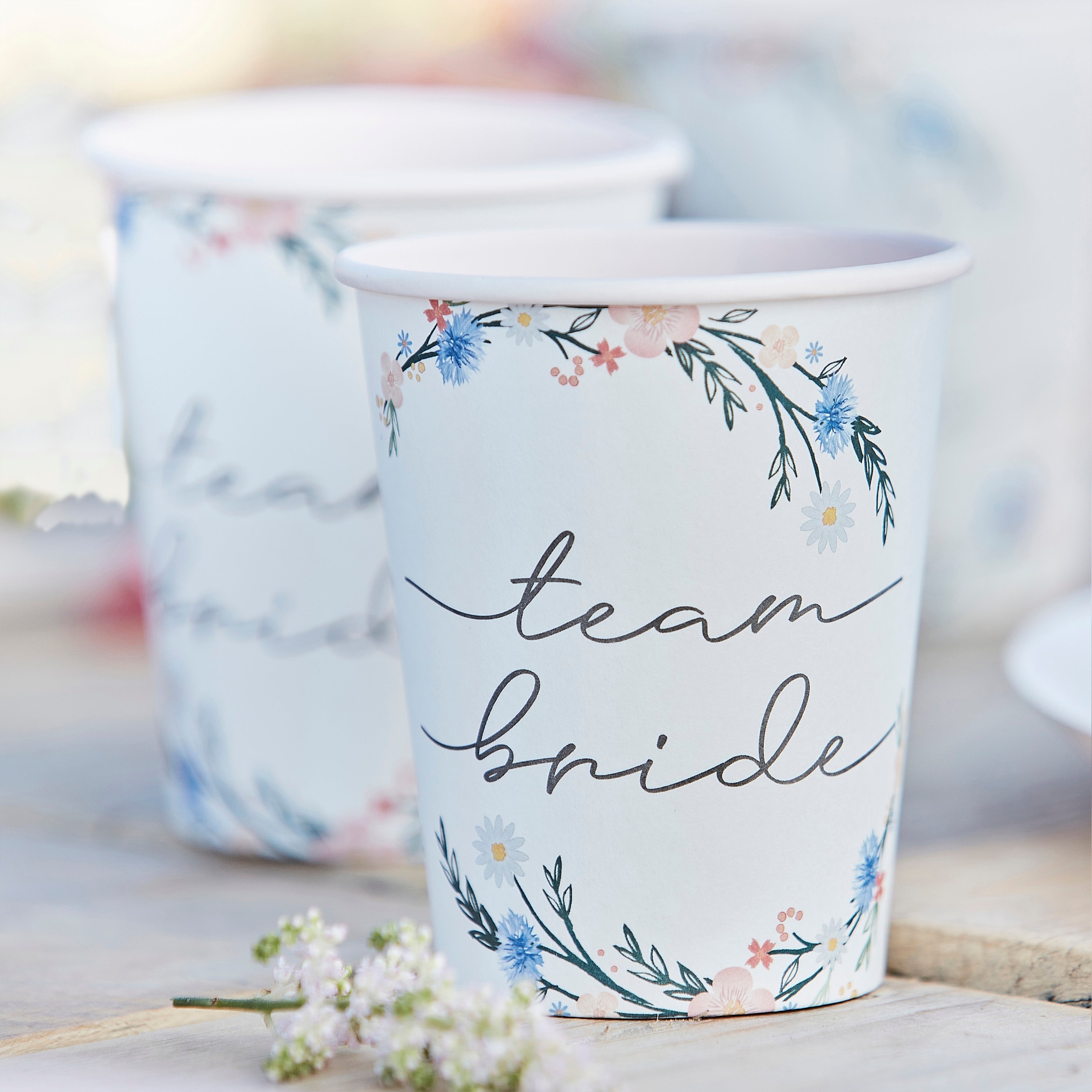 Boho Eco Floral Team Braut Junggesellinnenabschied Becher