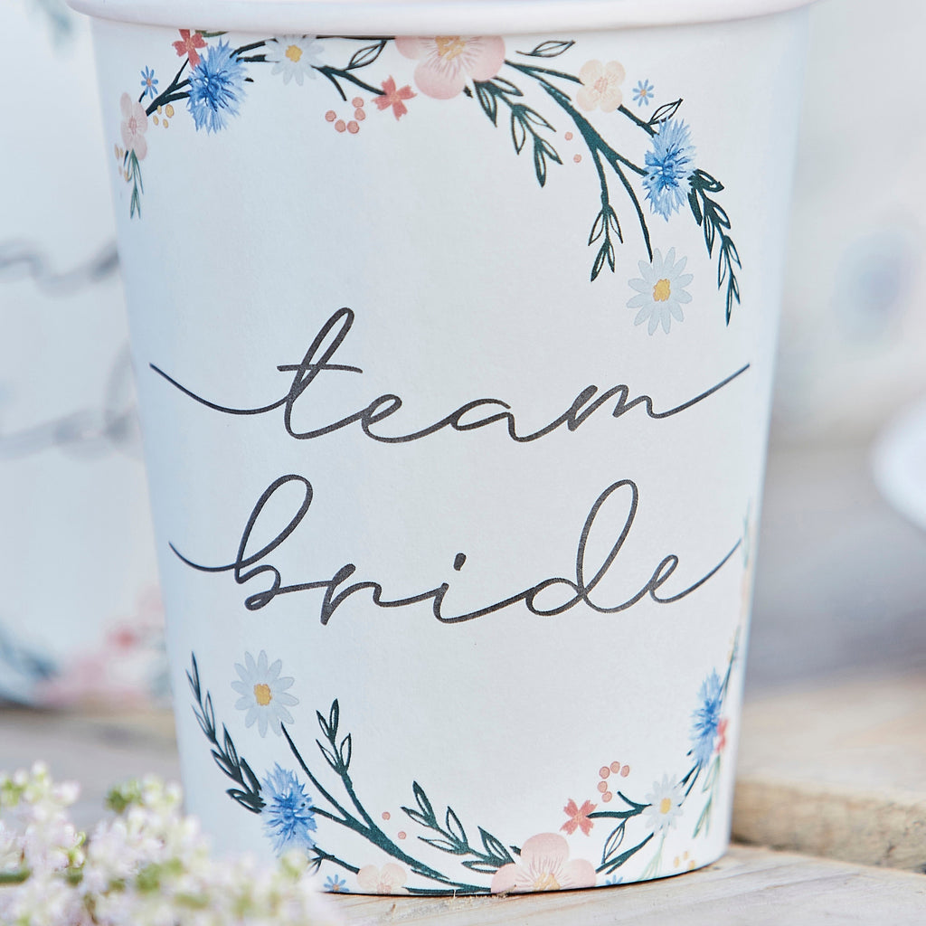 Boho Eco Floral Team Braut Junggesellinnenabschied Becher
