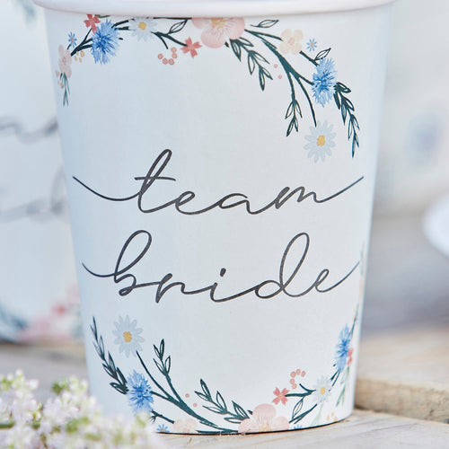 Boho Eco Floral Team Braut Junggesellinnenabschied Becher