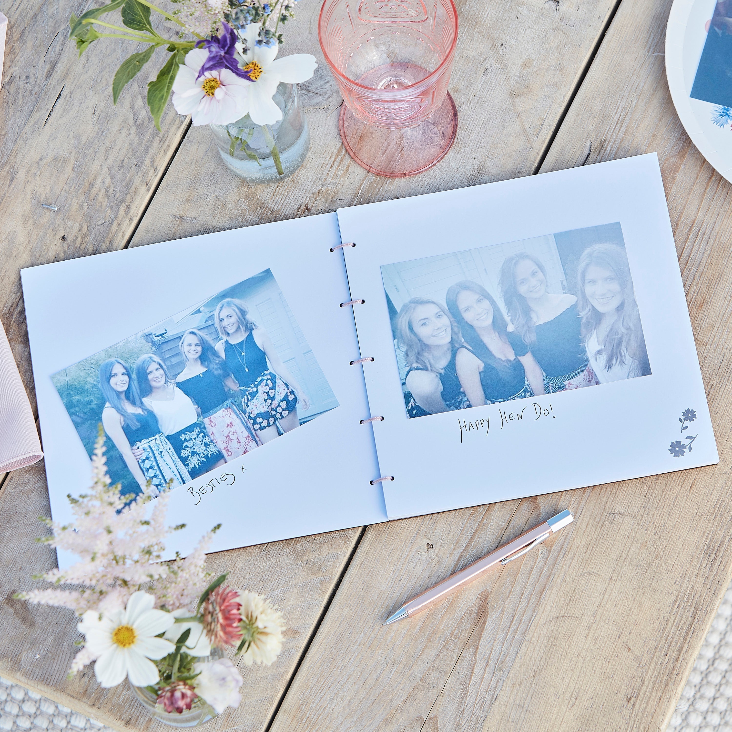 Wooden Boho Team Bride Hen Party Guest Book- 5 Inner Pack