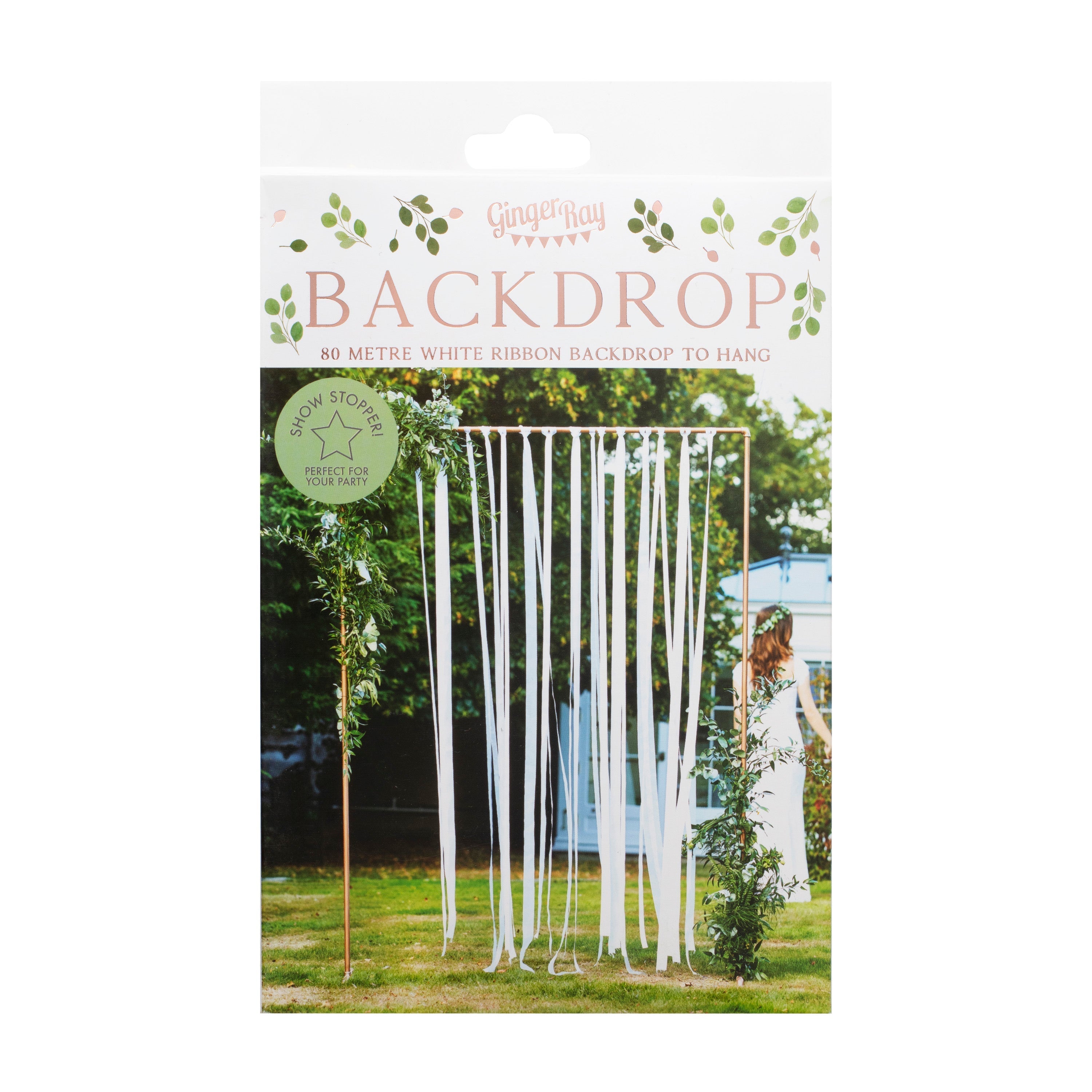 White Ribbon Hanging Wedding Backdrop- 5 Inner Pack
