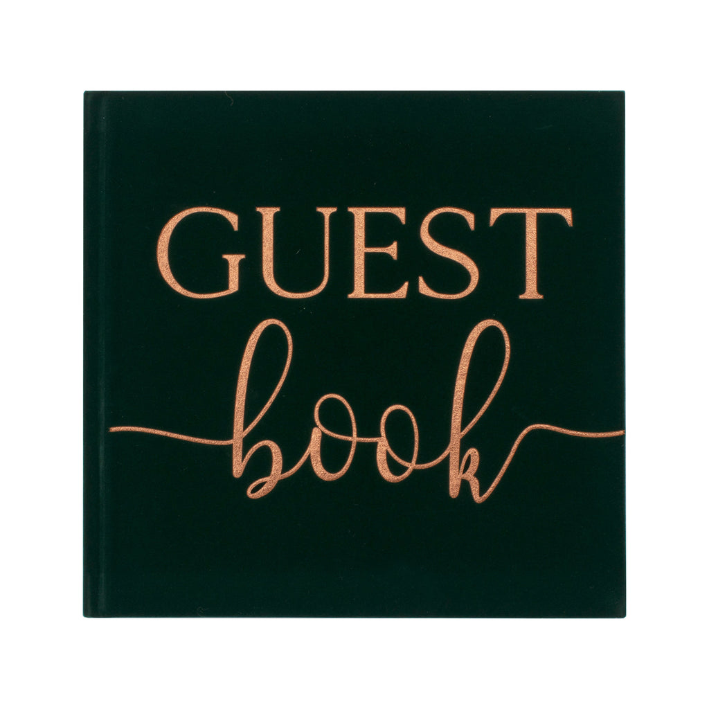 Green Velvet Foiled Wedding Guest Book