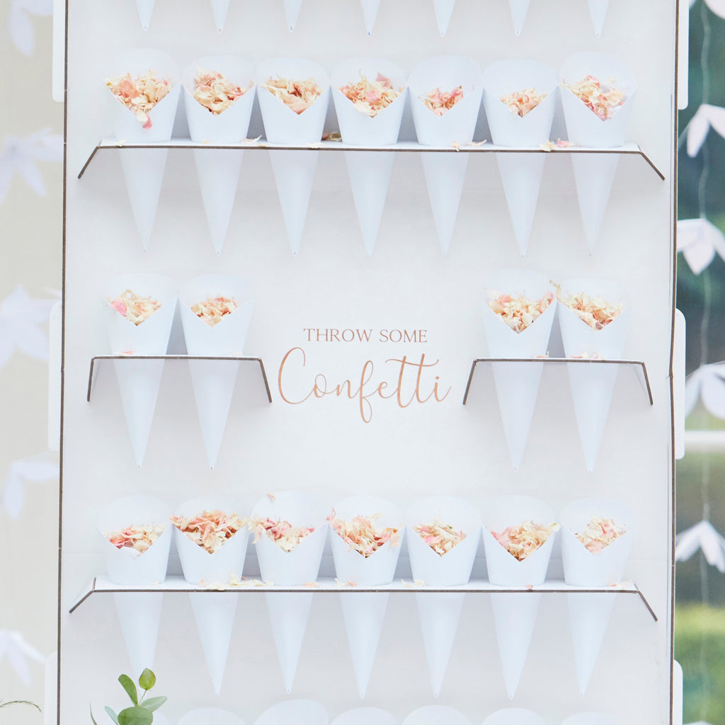 Wedding Confetti Cone Holder Stand & Cones- 5 Inner Pack
