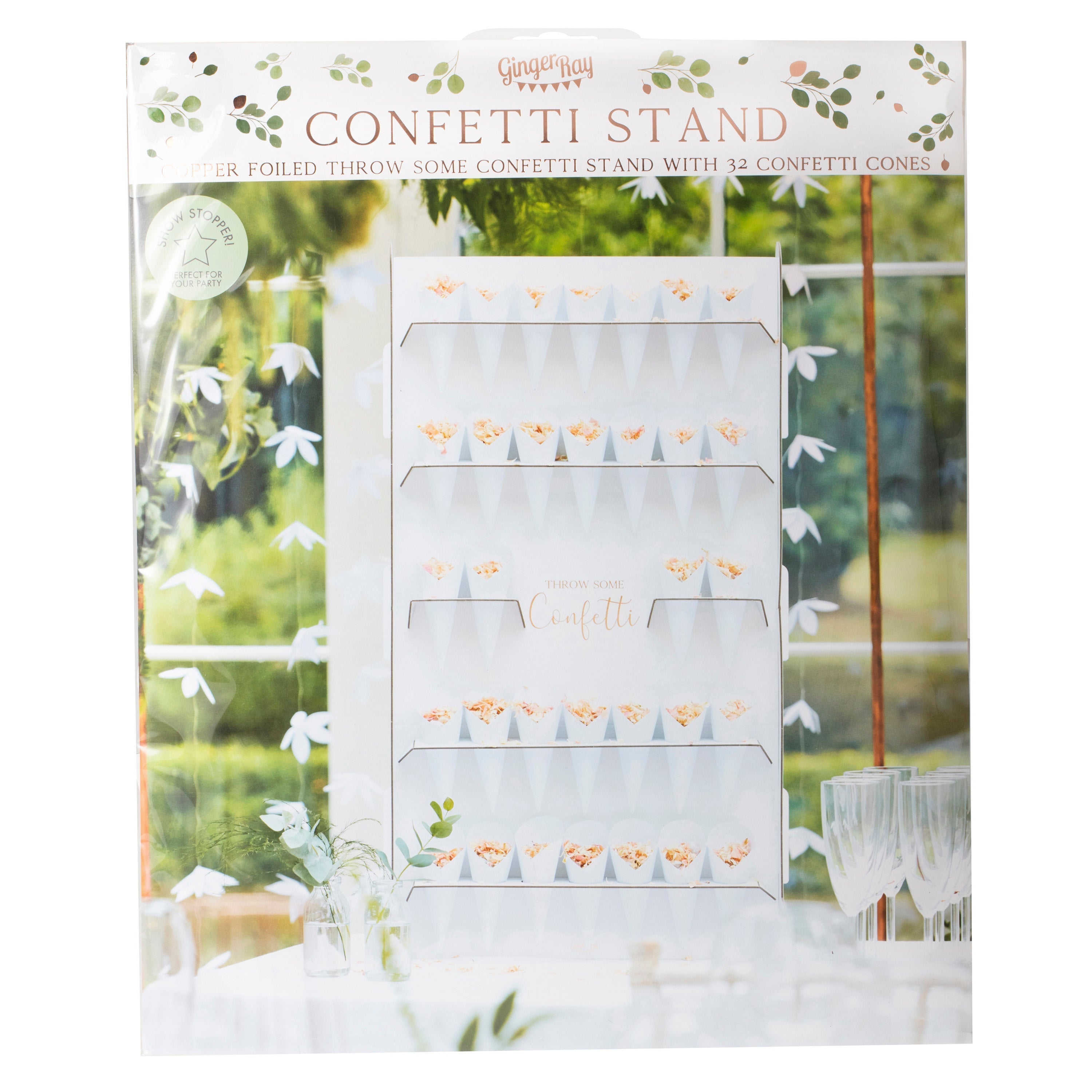 Wedding Confetti Cone Holder Stand & Cones- 5 Inner Pack