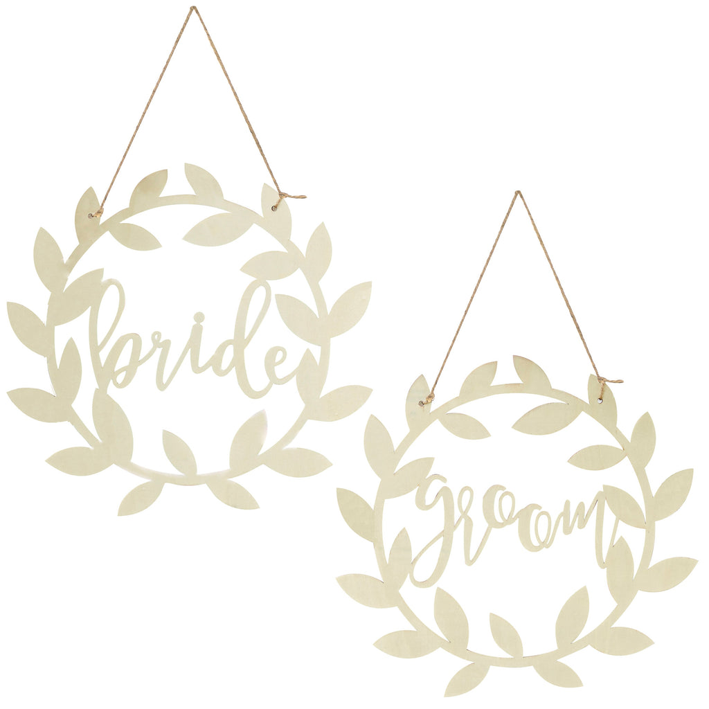 Wooden Bride and Groom Wedding Chair Signs