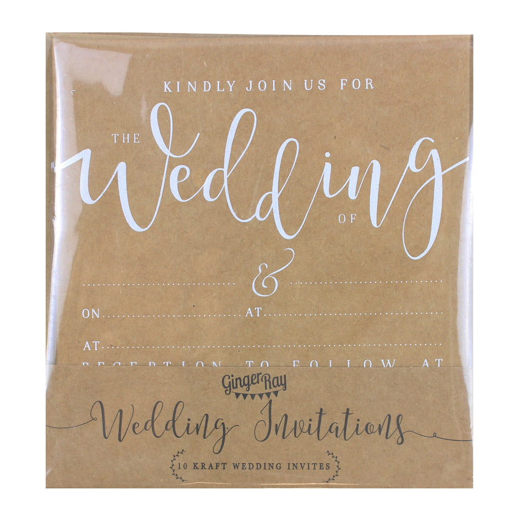 Kraft Wedding Invites - Rustic Country- 10 Inner Pack