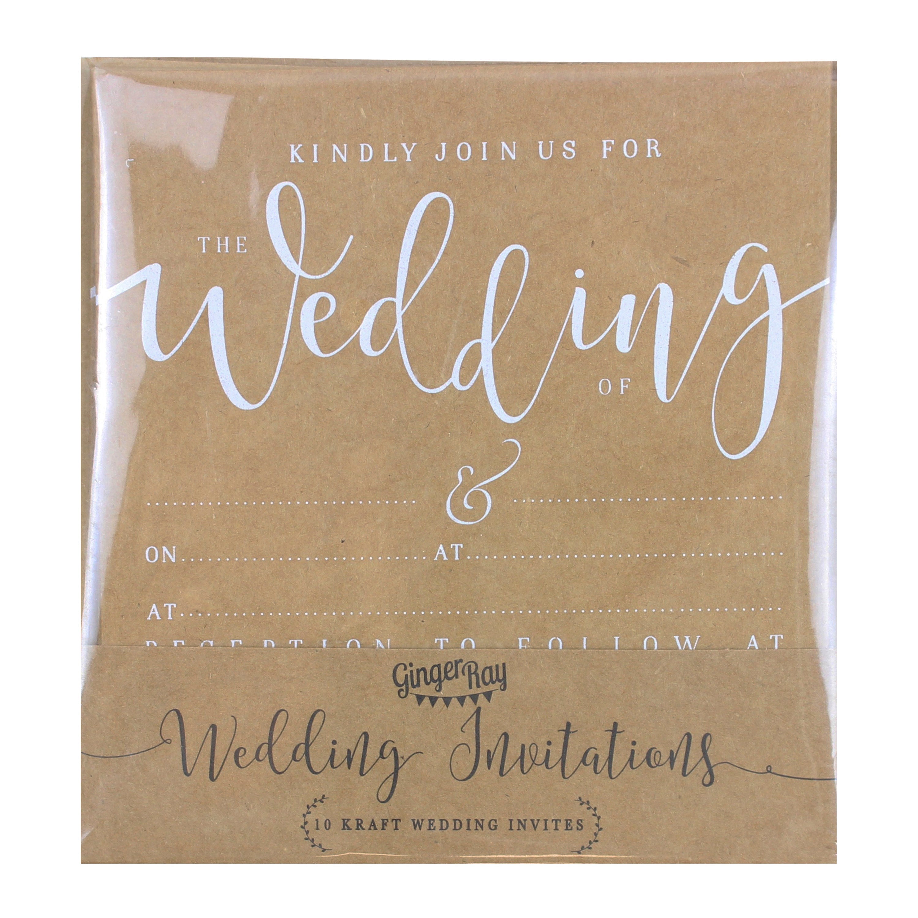 Kraft Wedding Invites - Rustic Country- 10 Inner Pack