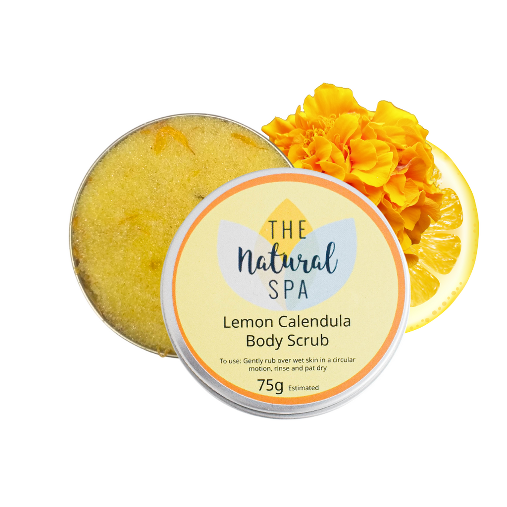 Lemon Calendula Body Scrub | Natural Exfoliating Sugar Scrub for Smooth, Glowing Skin | Vegan, Plastic-Free Skincare | 3 Size Options
