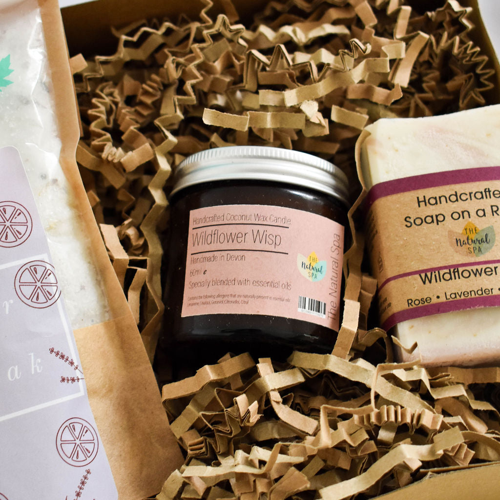 Wildflower Wisp At Home Spa Set | Natural Relaxation Gift | Bath & Body Care Kit | Vegan, Plastic-Free Self-Care