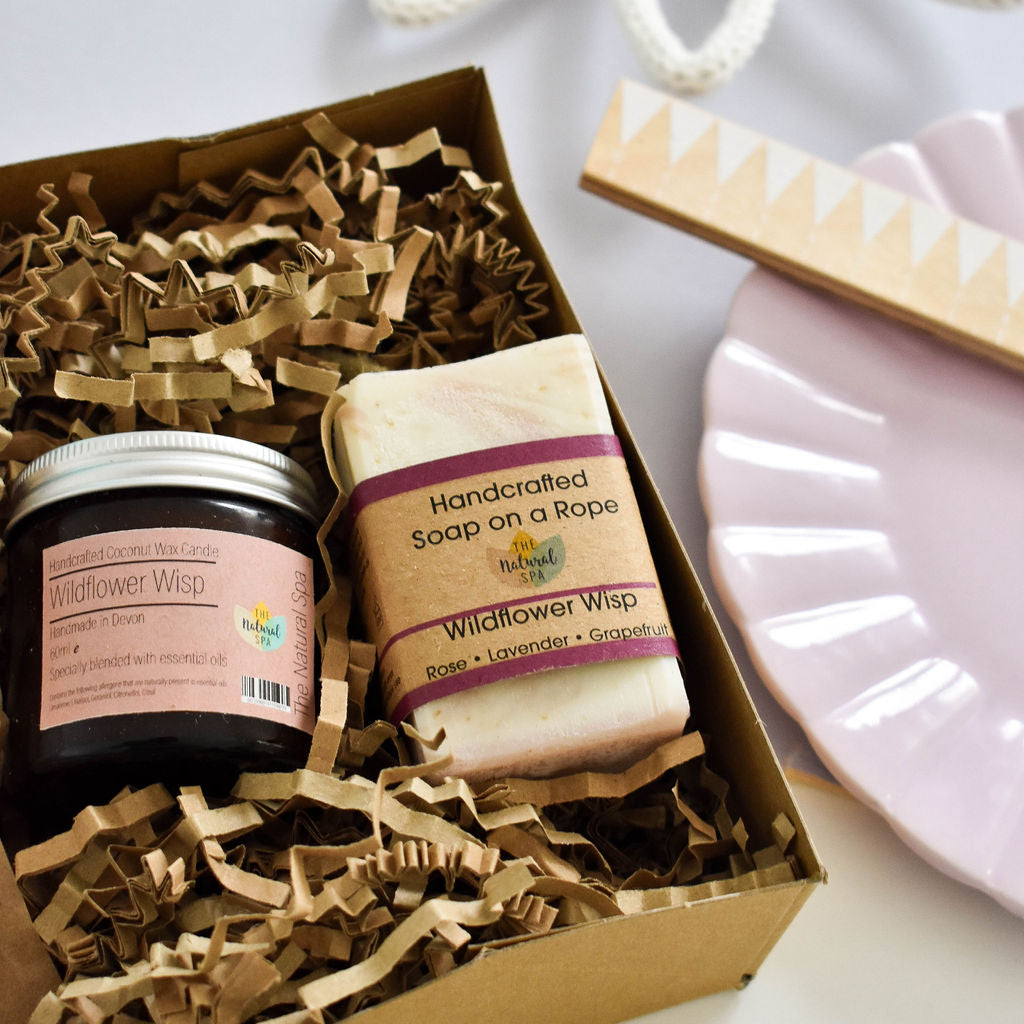 Wildflower Wisp At Home Spa Set | Natural Relaxation Gift | Bath & Body Care Kit | Vegan, Plastic-Free Self-Care