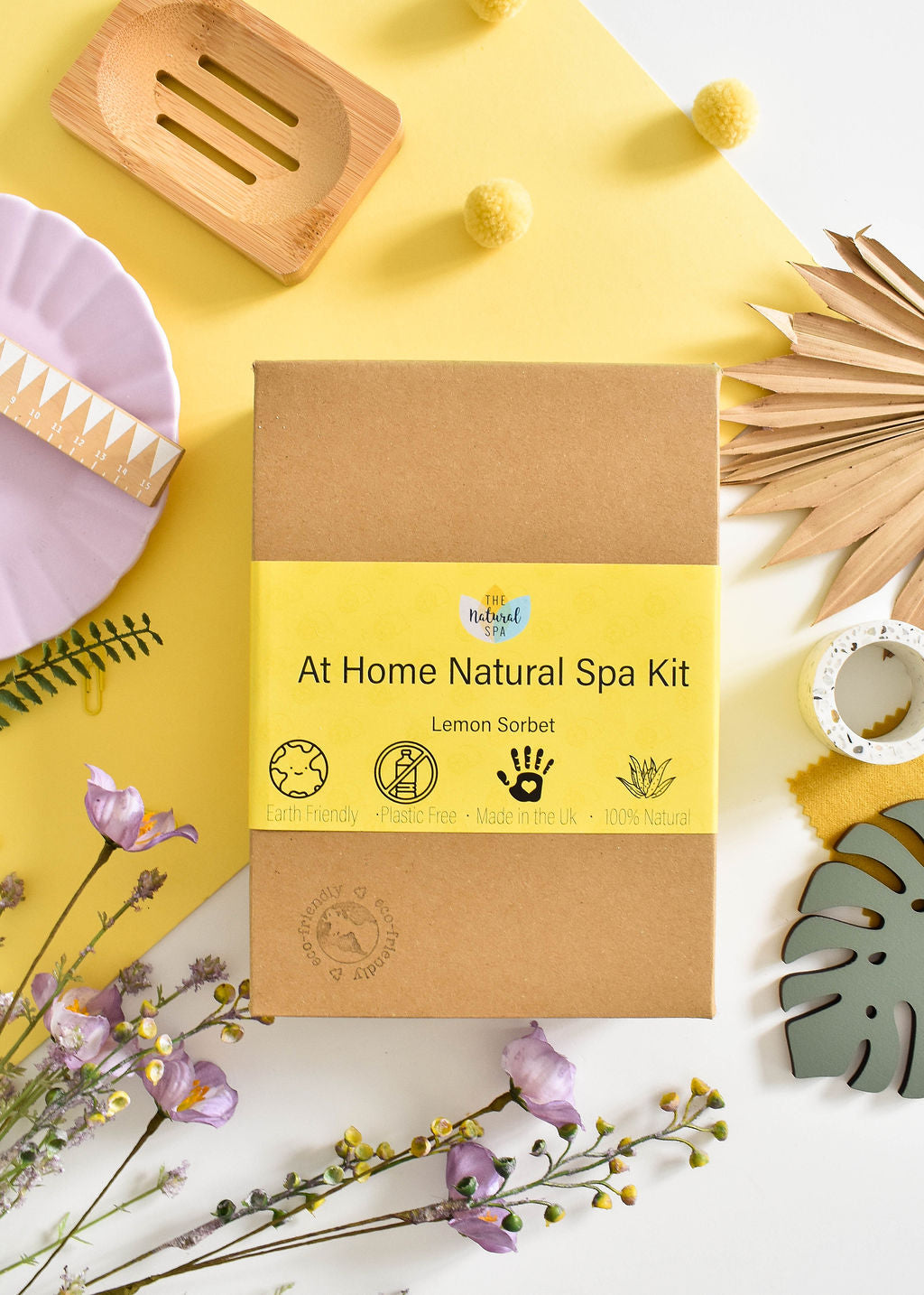 Lemon Sorbet At Home Spa Set | Natural Bath & Body Gift | Citrus Self-Care Kit | Vegan, Plastic-Free Relaxation
