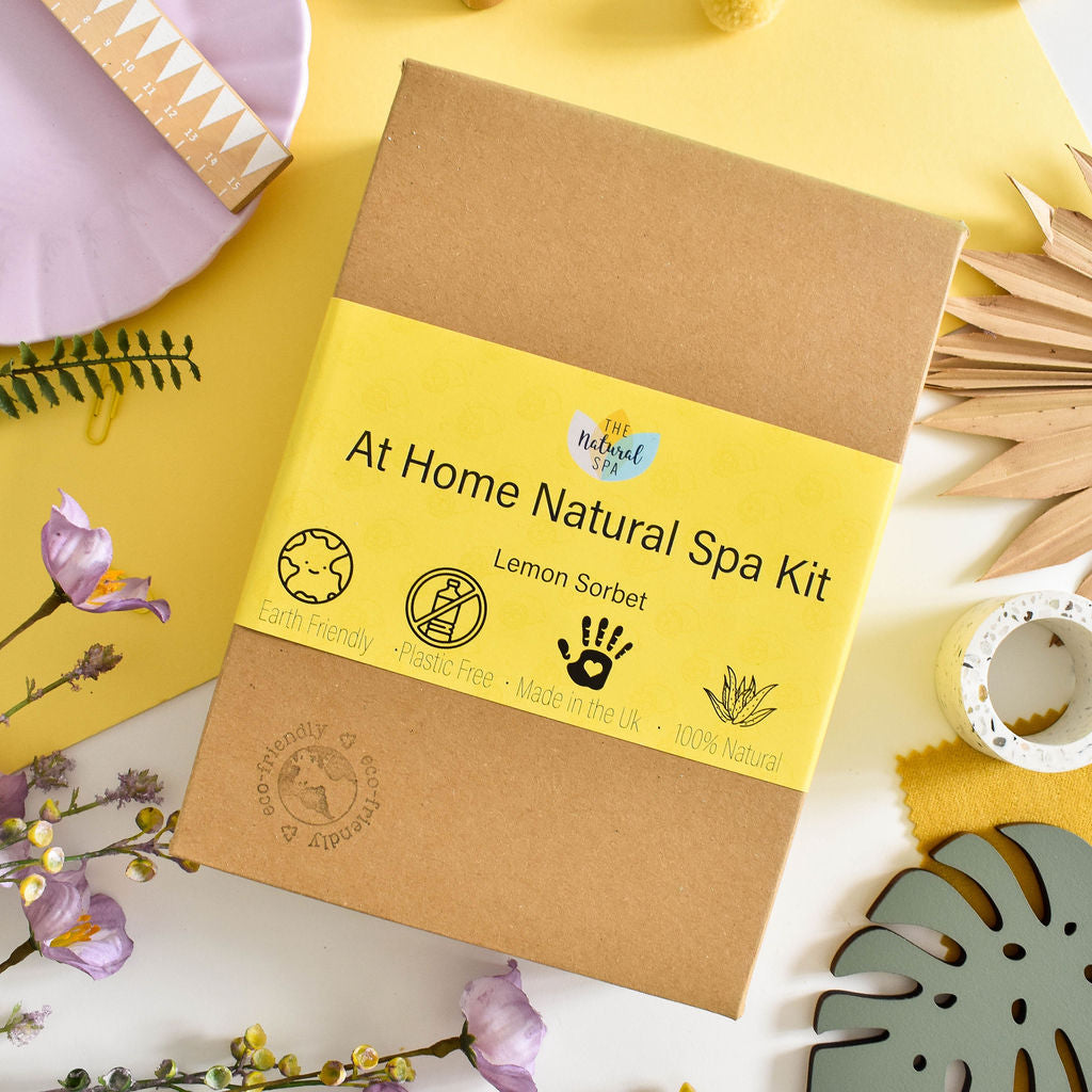Lemon Sorbet At Home Spa Set | Natural Bath & Body Gift | Citrus Self-Care Kit | Vegan, Plastic-Free Relaxation