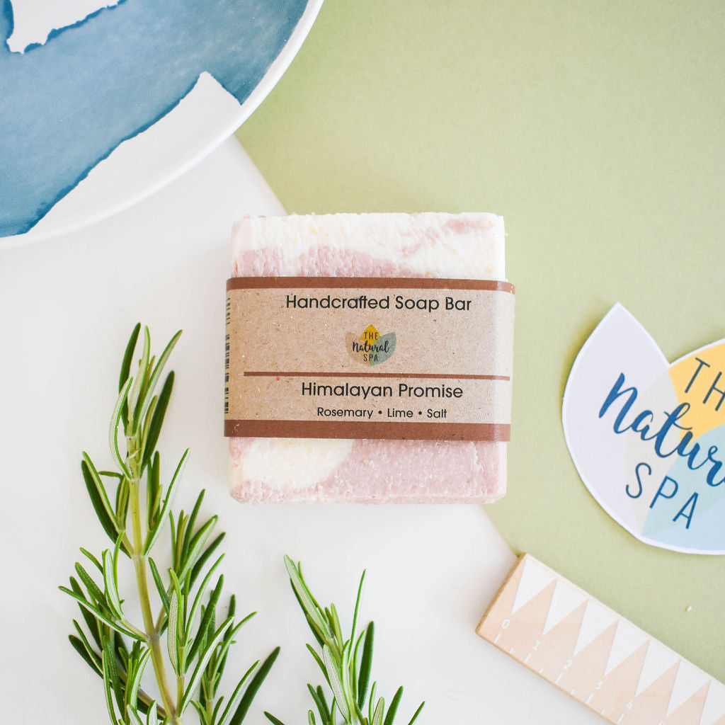 Himalayan Promise Seifenstück | Rosmarin-Limette & Himalaya-Pinksalz Natürliche handgemachte Seife | Vegan, Plastikfreie Hautpflege | 2 Stile erhältlich