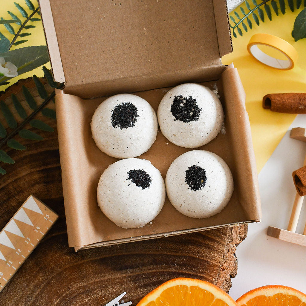 Orange Masala Shower Steamers | Spiced Citrus & Cardamom Aromatherapy | Energising & Uplifting Shower Fizzers | Set of 4