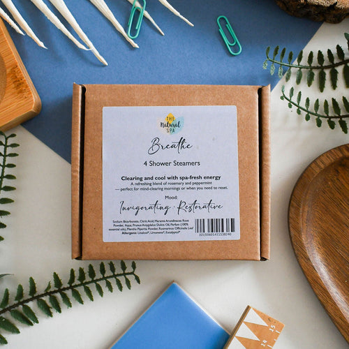 Breathe Shower Steamers | Eucalyptus, Rosemary & Peppermint Aromatherapy | Energising & Refreshing Shower Fizzers | Set of 4