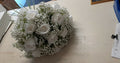 Ottilie bridal bouquet - white roses and gypsophila with natural stem wrap