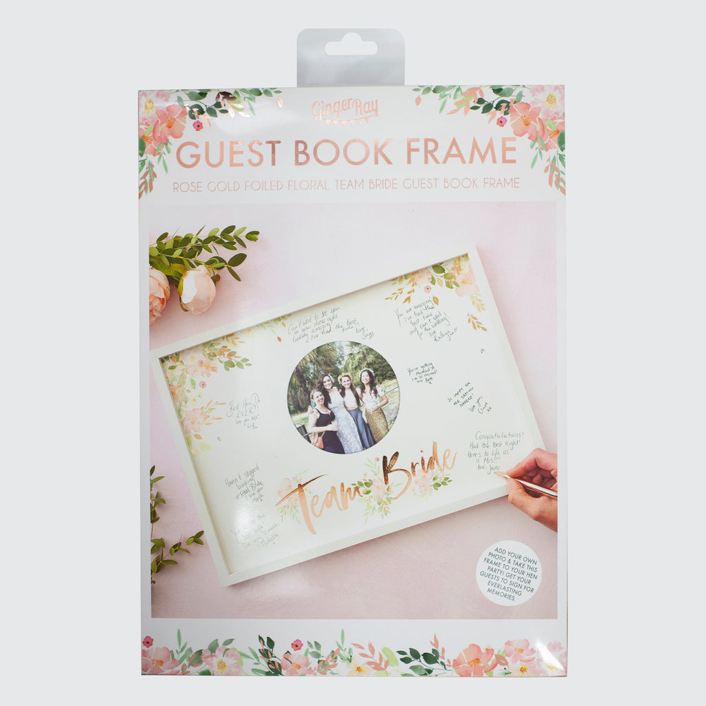 Floral Team Bride Hen Party Guest Book Frame- 5 Inner Pack