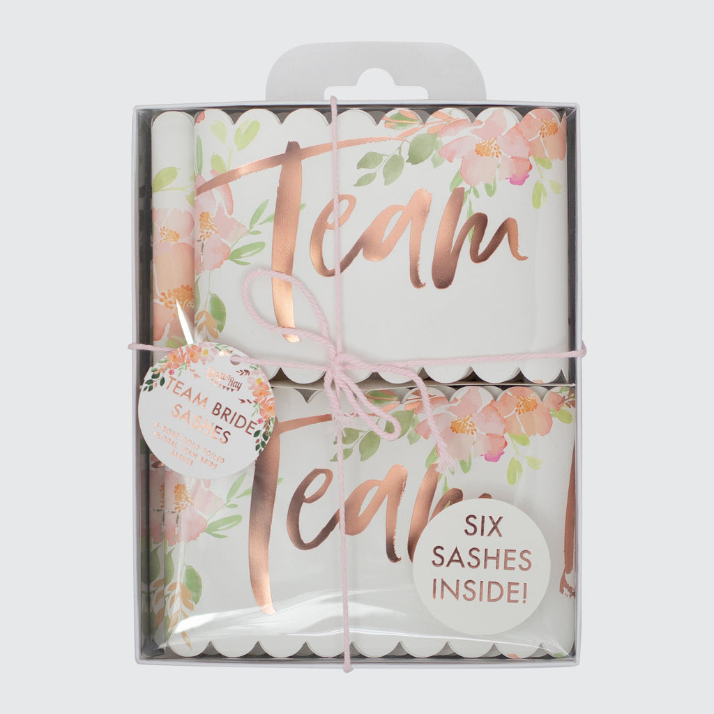 Floral Team Bride Hen Party Sashes 6 Pack- 5 Inner Pack