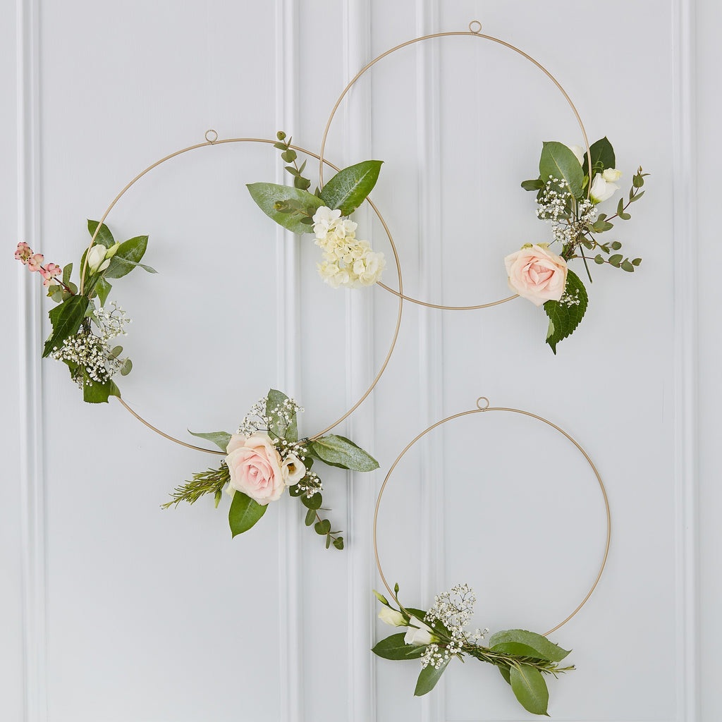 Gold Wedding Floral Hoops- 10 Inner Pack