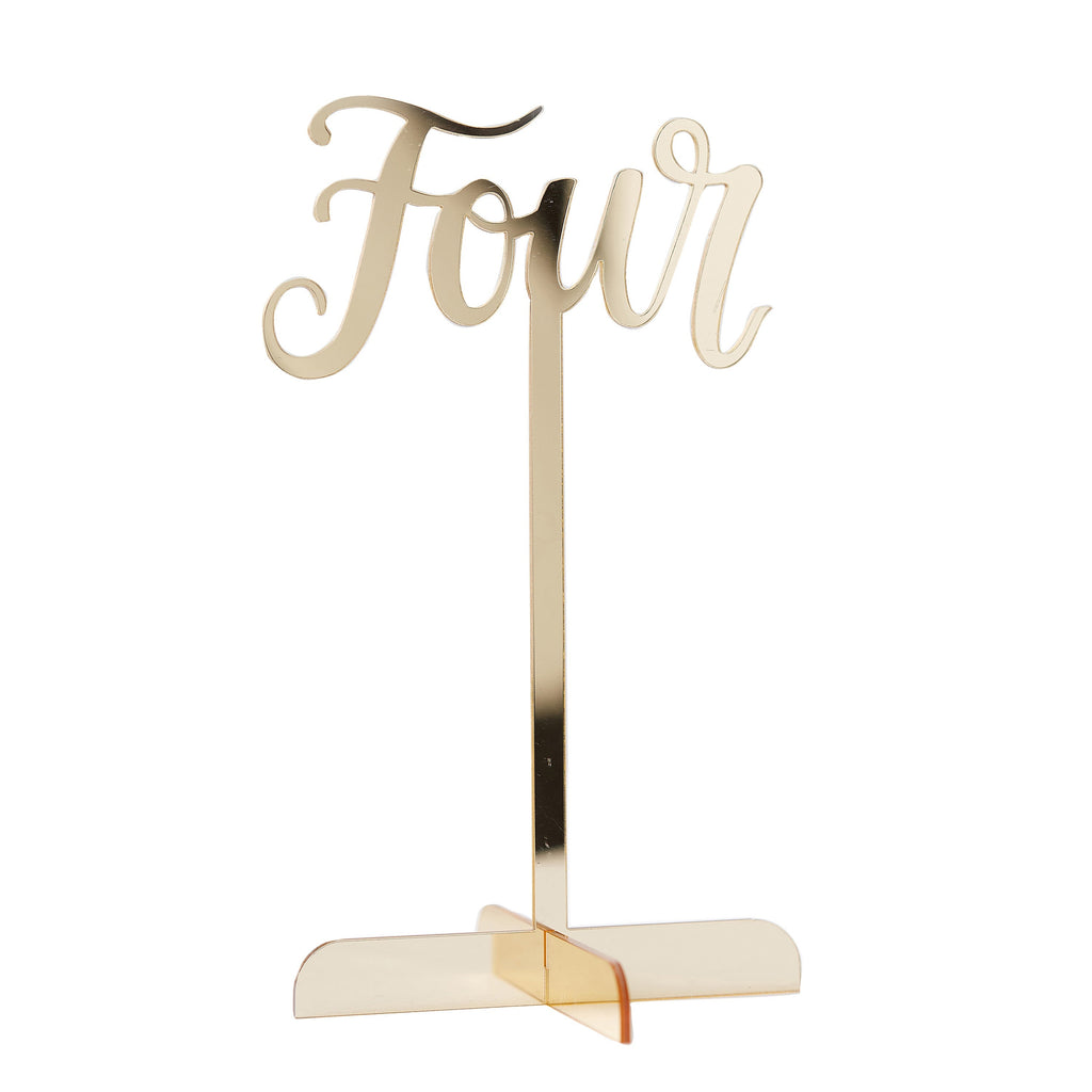 Gold Acrylic Wedding Table Numbers 1-12- 5 Inner Pack