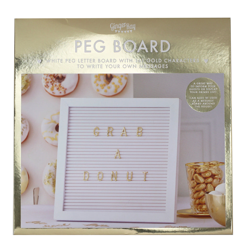 White and Gold Peg Letter Board- 5 Inner Pack