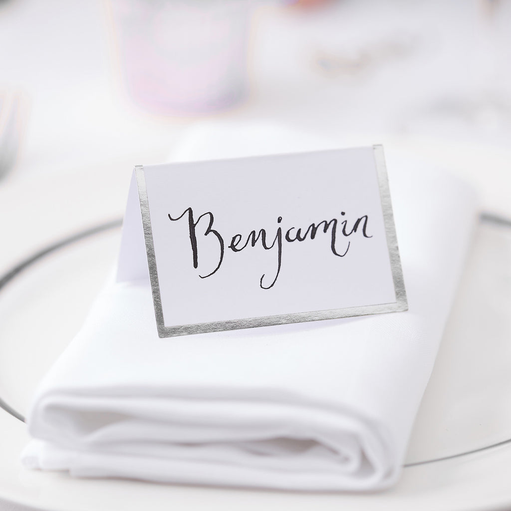 Silver Foiled Wedding Place Cards