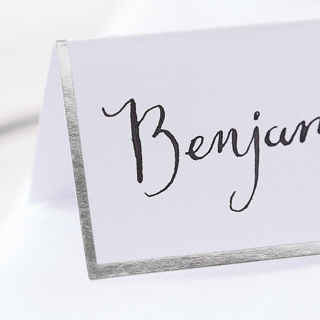 Silver Foiled Wedding Place Cards- 10 Inner Pack