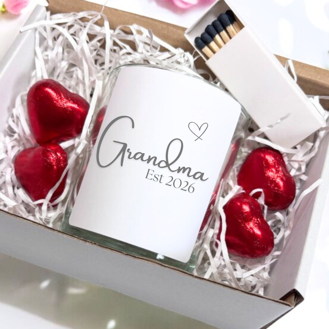 Personalised Grandma Est. 2026 Candle Gift Set | Keepsake Mum
