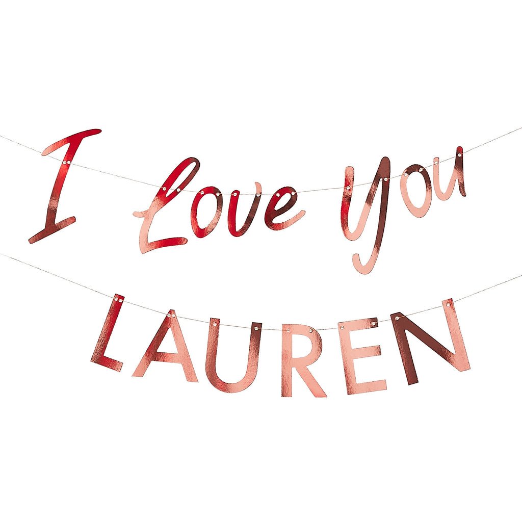 Customisable I Love You Rose Gold Bunting Banner- 5 Inner Pack