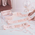 Pink and Rose Gold Team Bride Hen Party Sashes 6 Pack- 5 Inner Pack