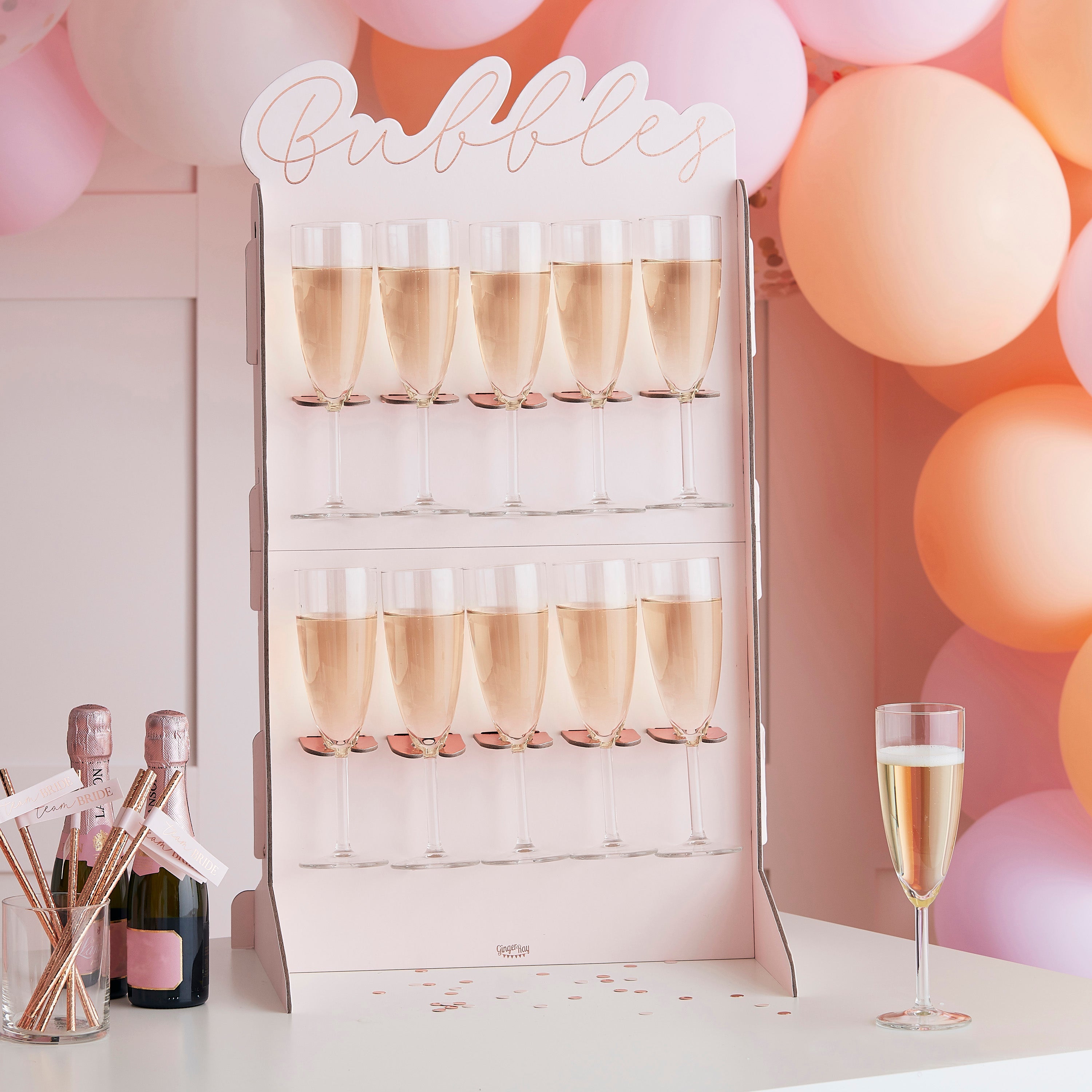 Rose Gold Foiled & Blush Bubbly Wall