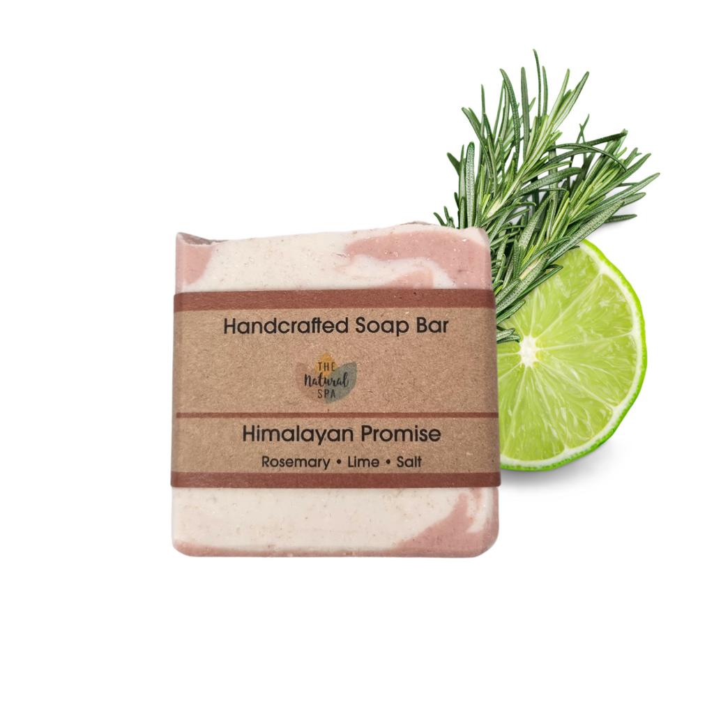 Himalayan Promise Seifenstück | Rosmarin-Limette & Himalaya-Pinksalz Natürliche handgemachte Seife | Vegan, Plastikfreie Hautpflege | 2 Stile erhältlich