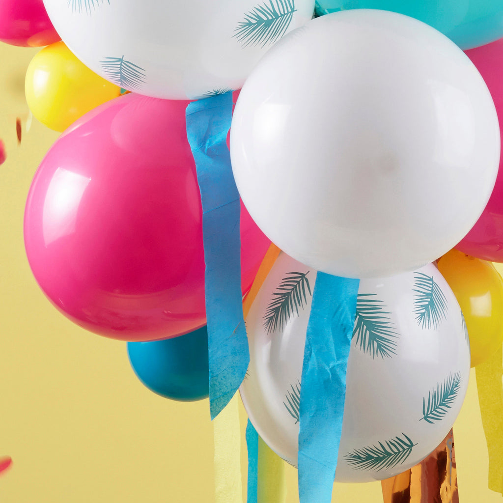 Multicoloured and Palm Print Party Balloon Chandelier