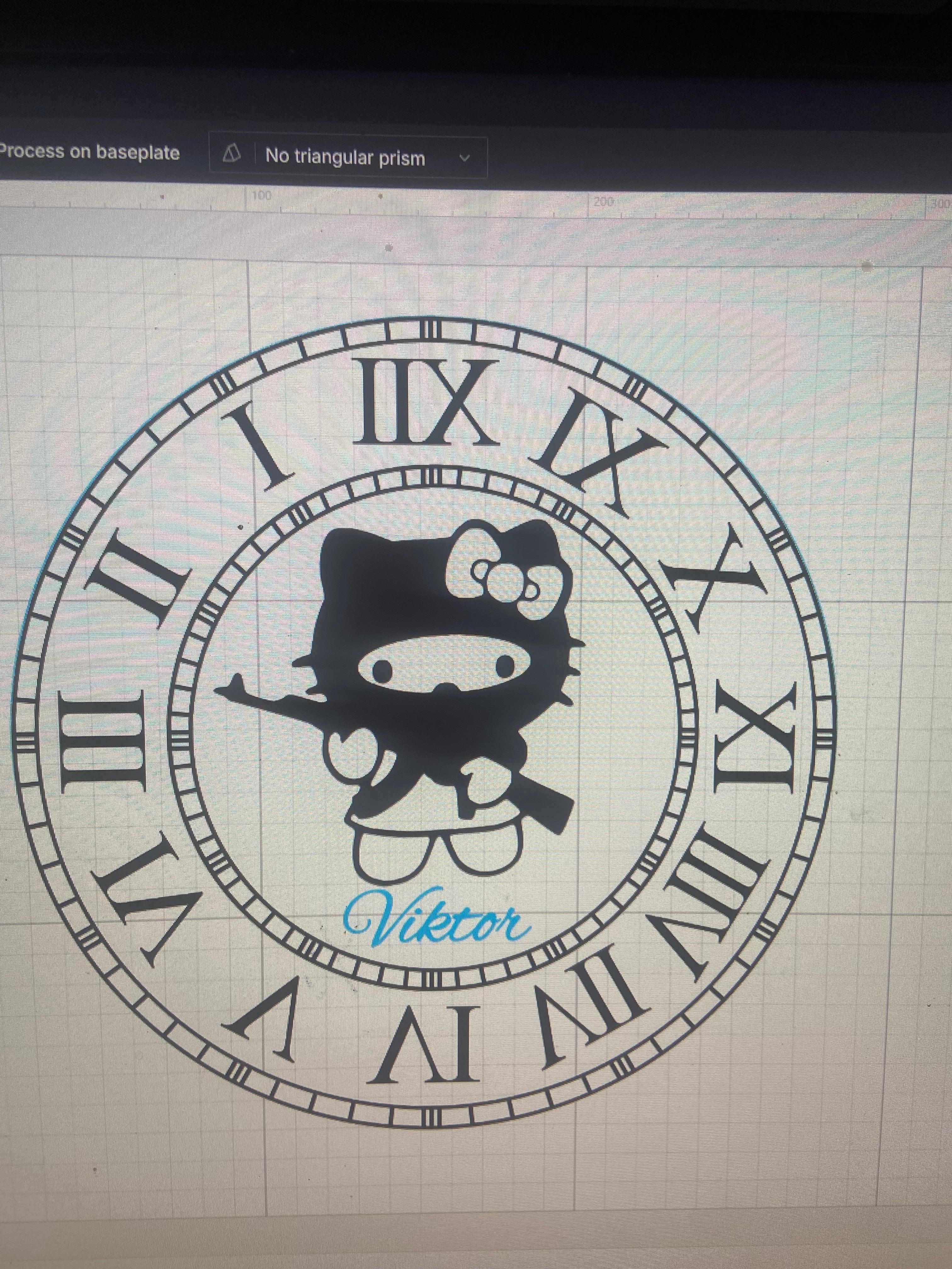 Hello Kitty Laser Engraved Mirror Wall Clock