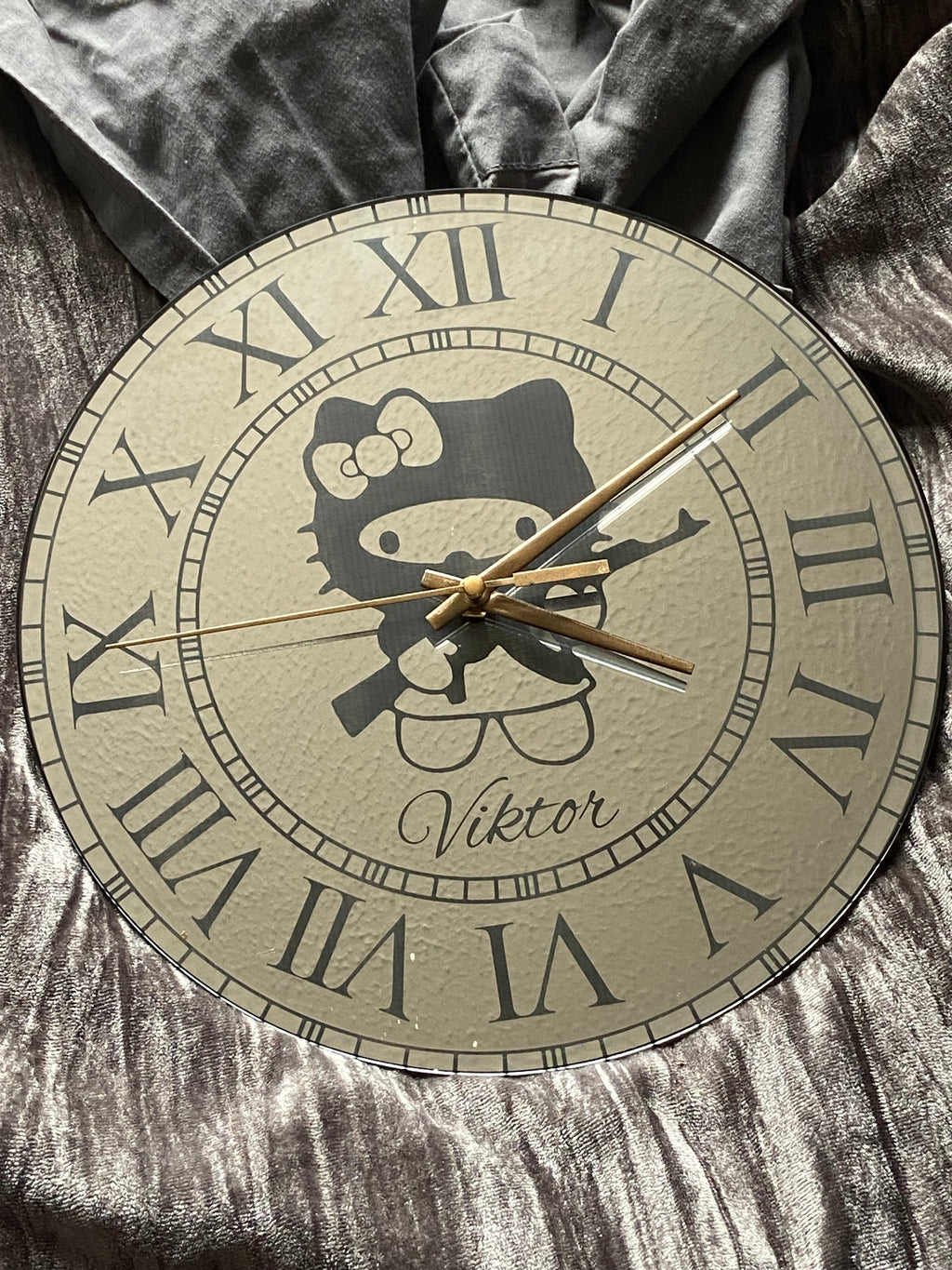 Hello Kitty Laser Engraved Mirror Wall Clock