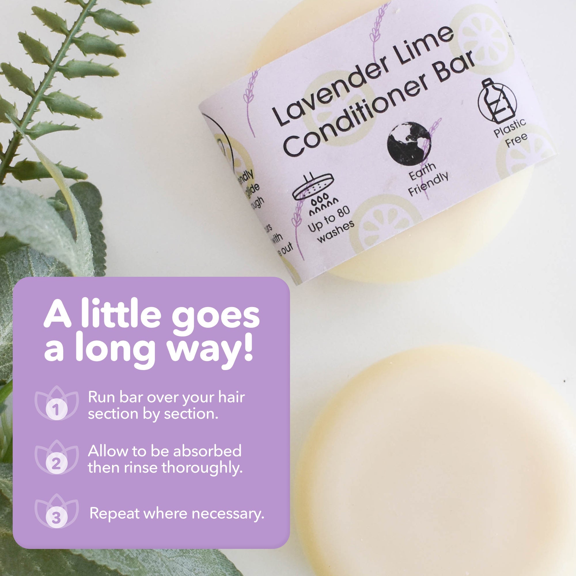 Lavender & Lime Solid Conditioner Bar | Natural Hair Conditioner for All Hair Types | Vegan, Plastic-Free Hair Care