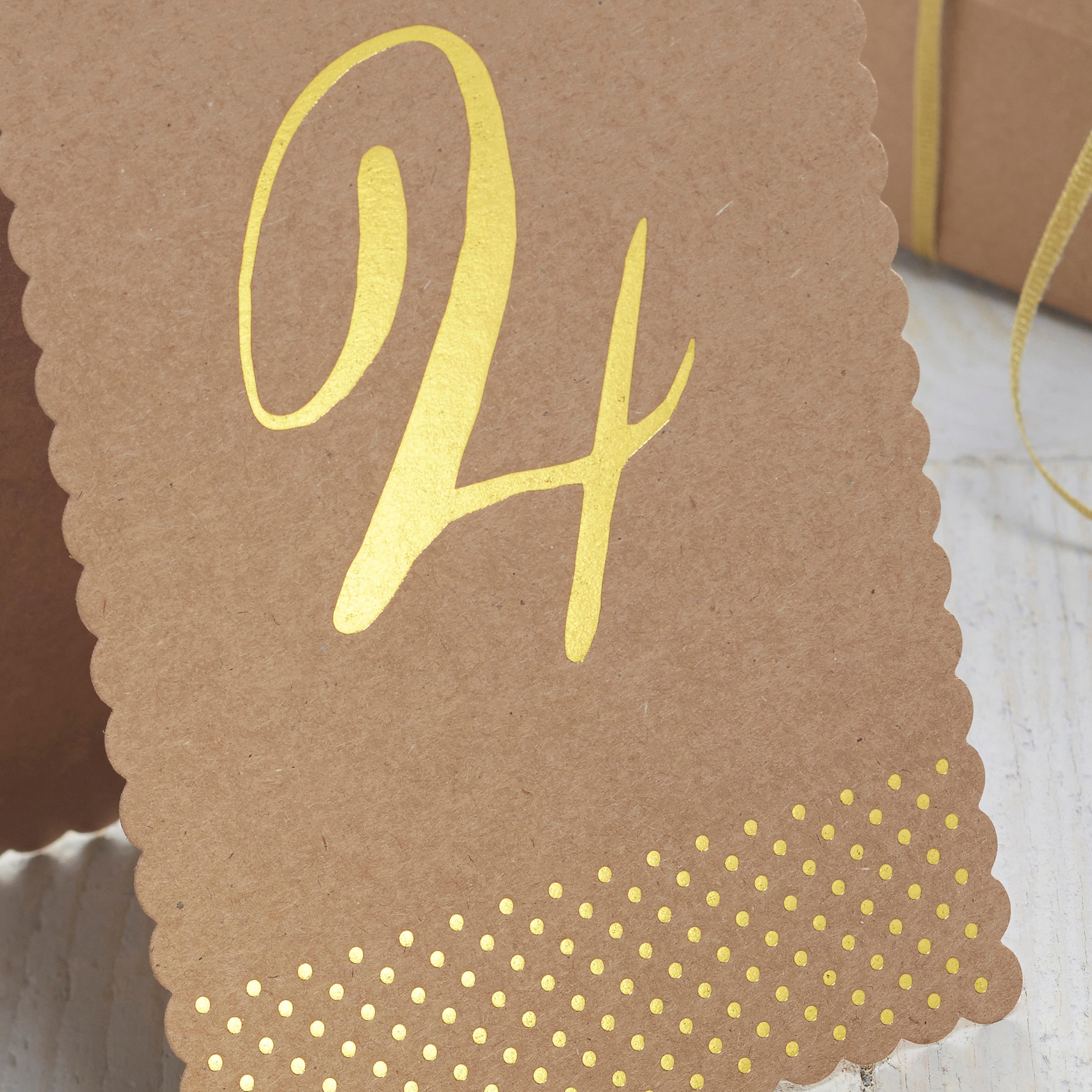 Gold Foiled Table Numbers - Kraft Perfection
