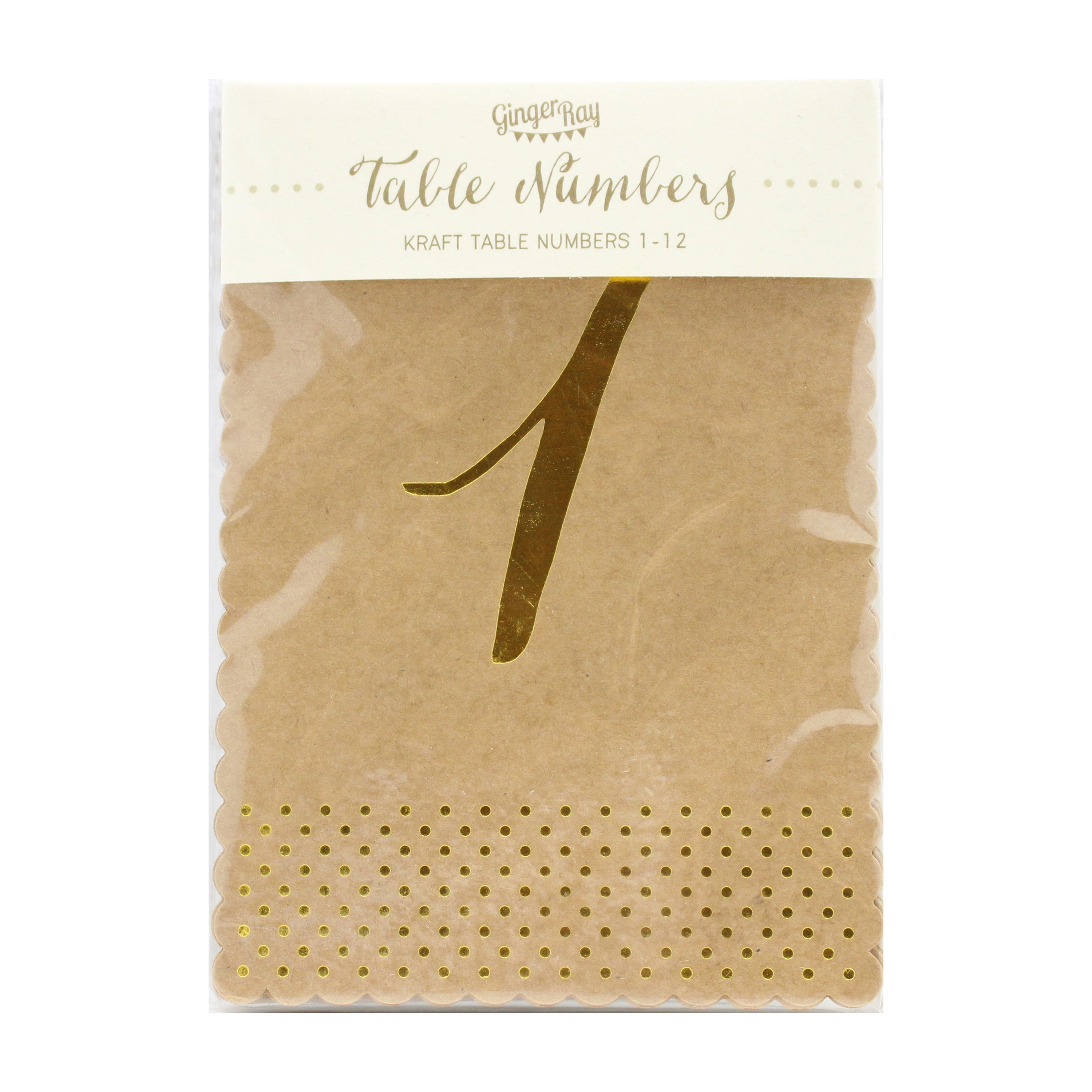 Gold Foiled Table Numbers - Kraft Perfection
