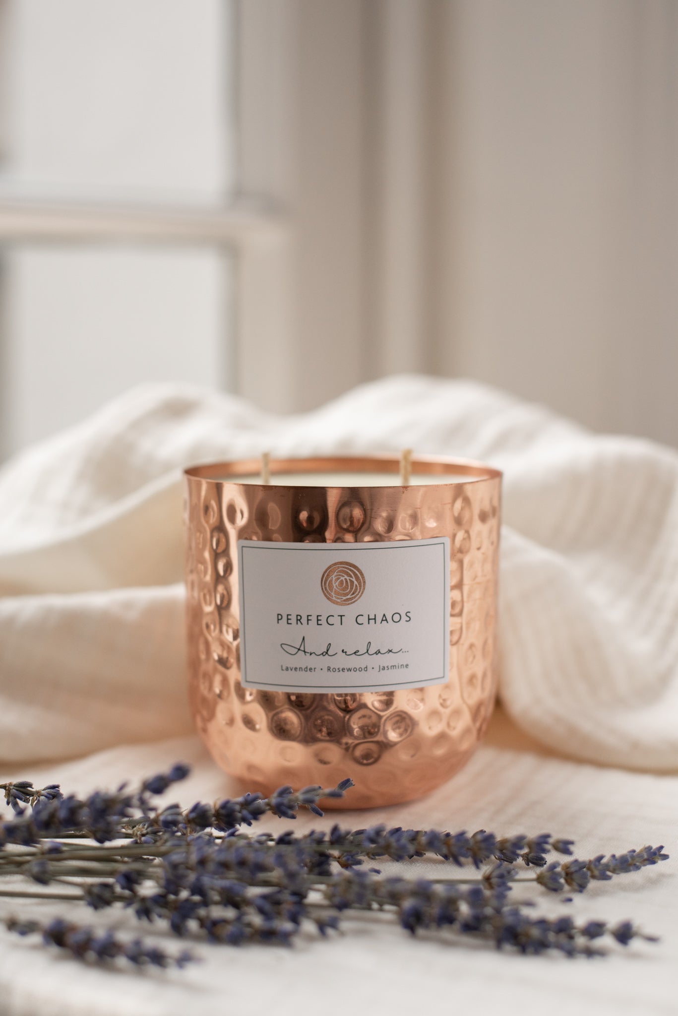 Bougie martelée en cuivre - Détendez-vous