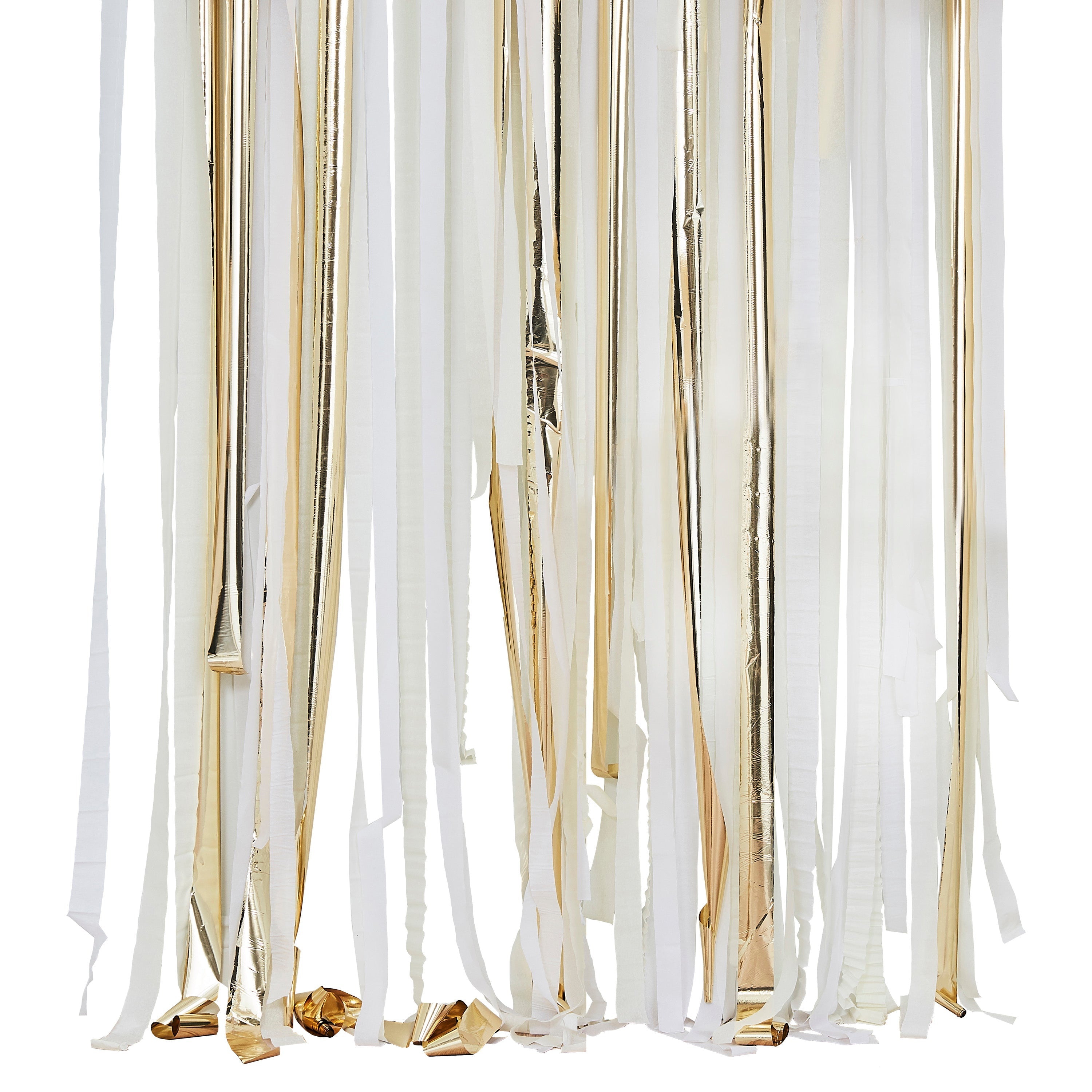 Gold Metallic Party Streamers Backdrop- 5 Inner Pack