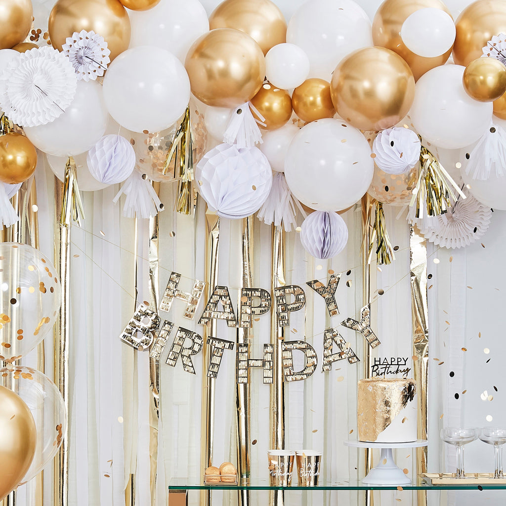 Gold Metallic Party Streamers Backdrop- 5 Inner Pack