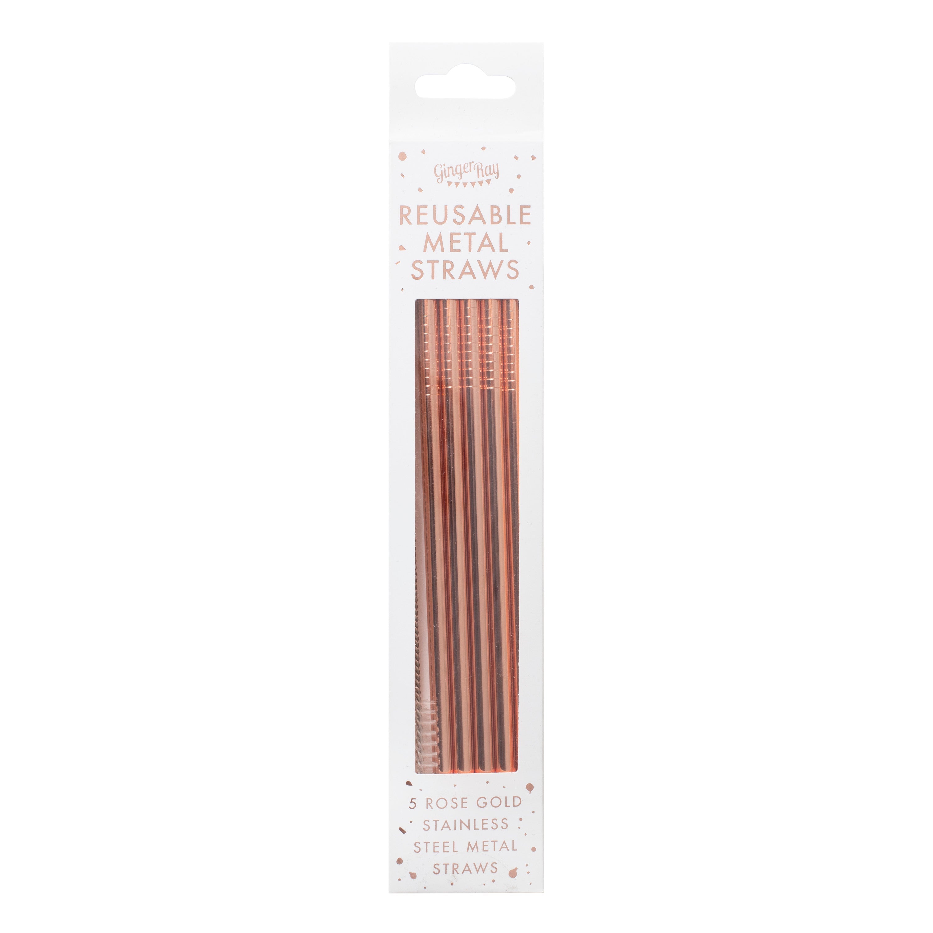 Rose Gold Stainless Steel Straws- 5 Inner Pack